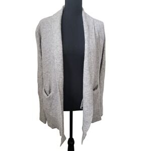 Banana Republic Long Open Front Sweater Wool Sz XS Gray Ribbed Classic Cottage